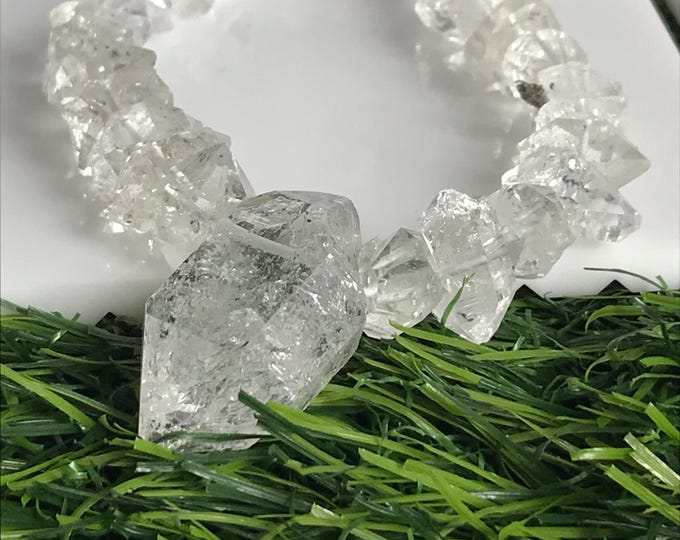 20" Herkimer Diamond Necklace – Raw Herkimer Diamond Quartz Crystal Gemstone Jewelry