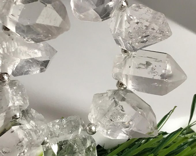 16 pcs Top Drilled 15 mm Herkimer Diamonds, Herkimer diamond gemstone crystal beads
