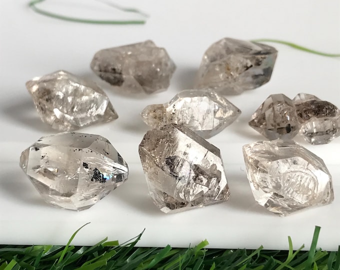 8 pcs 19mm Smokey Herkimer Diamond crystals, Natural herkimer diamonds