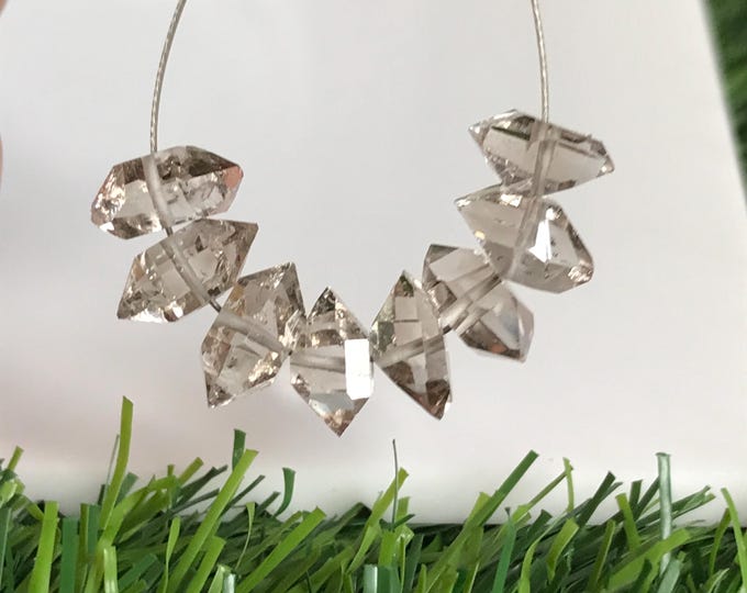 8 pcs 10mm Drilled Smokey Herkimer Diamond Crystals