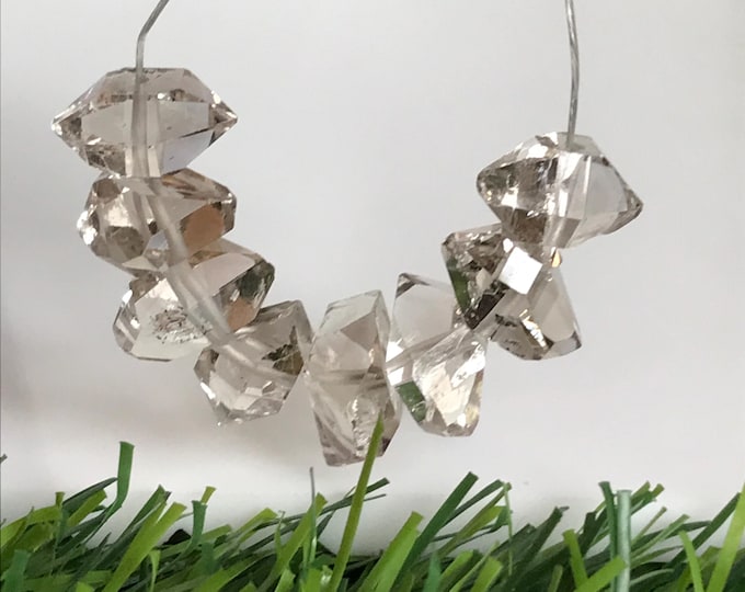 8 pcs 11mm Drilled Smokey Herkimer Diamond Crystals