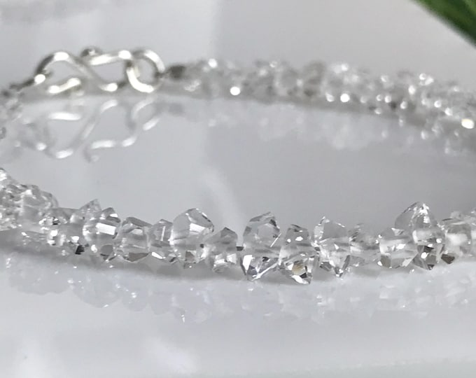 Herkimer Diamond Bracelet – Natural Herkimer Gemstone Quartz Crystal Jewelry