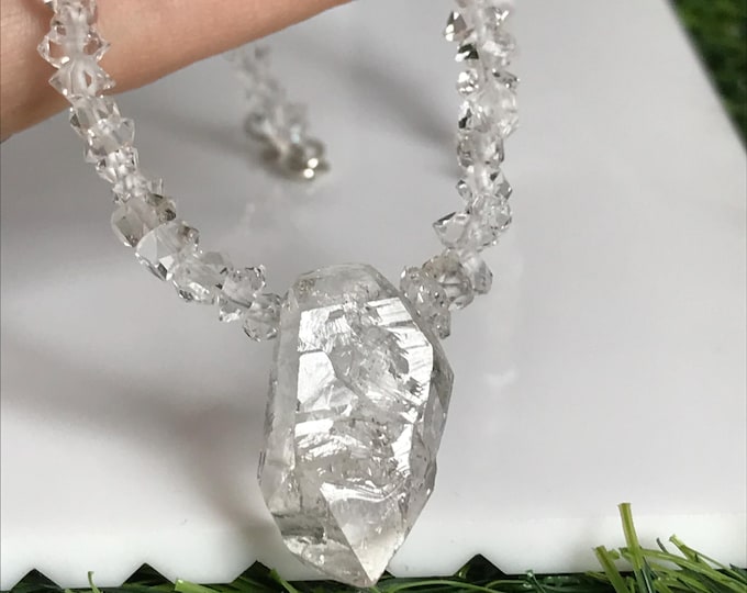 Herkimer Diamond Necklace – Raw Herkimer Diamond Quartz Crystal Gemstone Jewelry