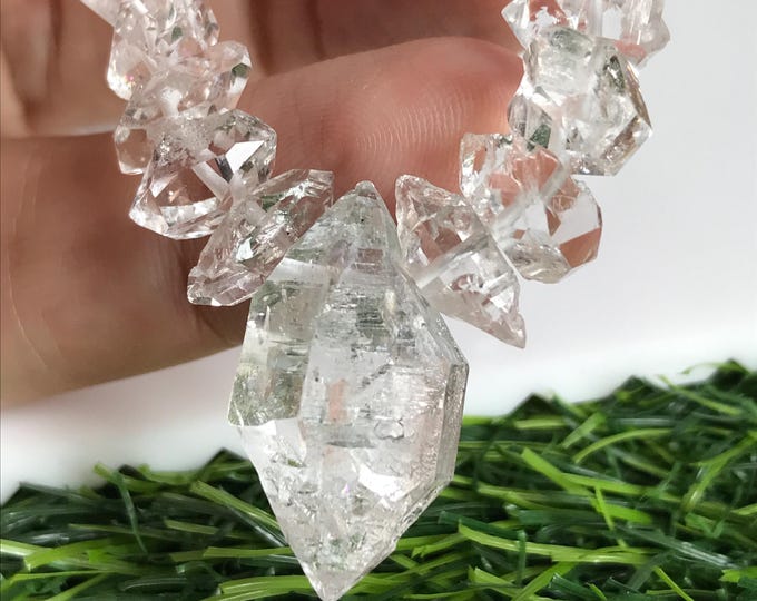 Herkimer Diamond Necklace – Raw Herkimer Diamond Quartz Crystal Gemstone Jewelry