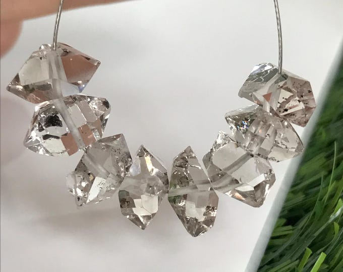 8 pcs 11mm Drilled Smokey Herkimer Diamond Crystals