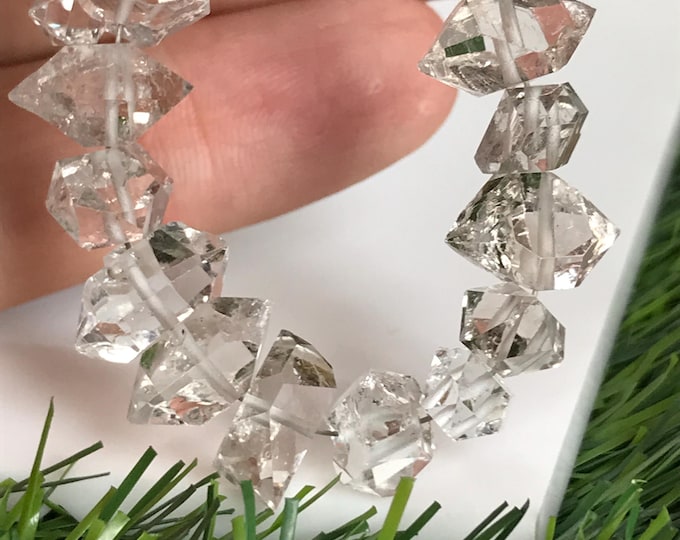 12 pcs 12mm Drilled Smokey Herkimer Diamond Crystals