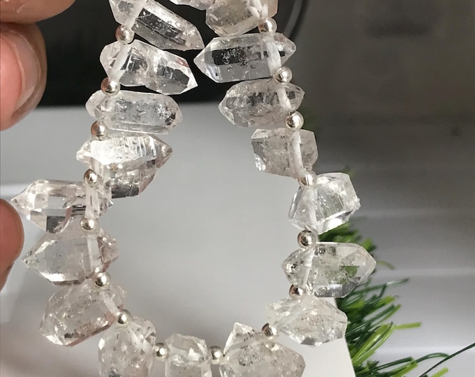 21 pcs Top Drilled 13 mm Herkimer Diamonds, Herkimer diamond gemstone crystal beads