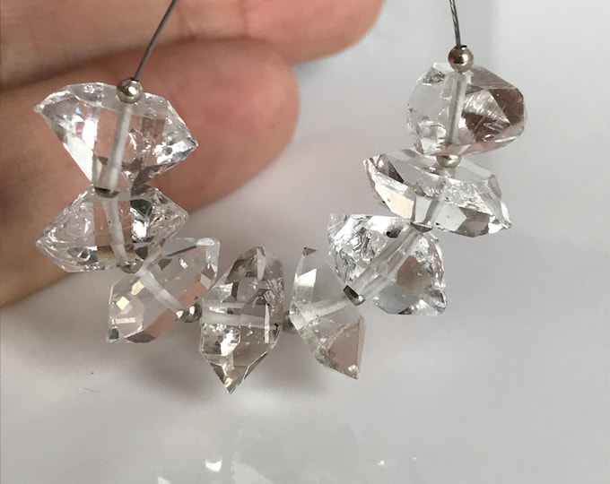 8 pcs 12mm Center Drilled Herkimer Diamond Crystals, High quality drilled gemstone beads