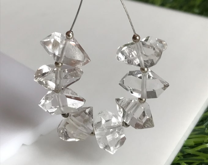 8 pcs 12mm Center Drilled Herkimer Diamond Crystals, High quality drilled gemstone beads
