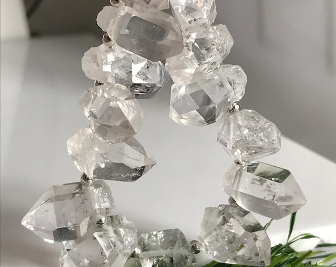 16 pcs Top Drilled 15 mm Herkimer Diamonds, Herkimer diamond gemstone crystal beads