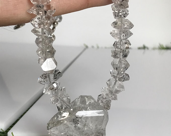 Herkimer Diamond Necklace – Raw Herkimer Diamond Quartz Crystal Gemstone Jewelry
