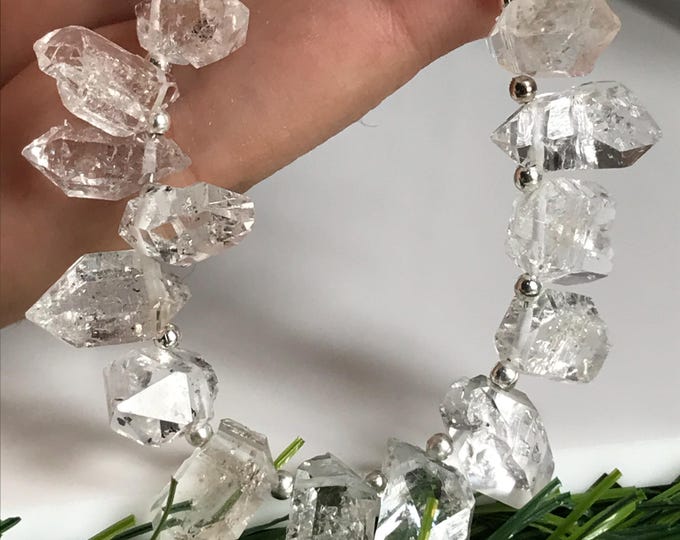 28 pcs Top Drilled  14 mm Herkimer Diamonds, Herkimer diamond gemstone crystal beads