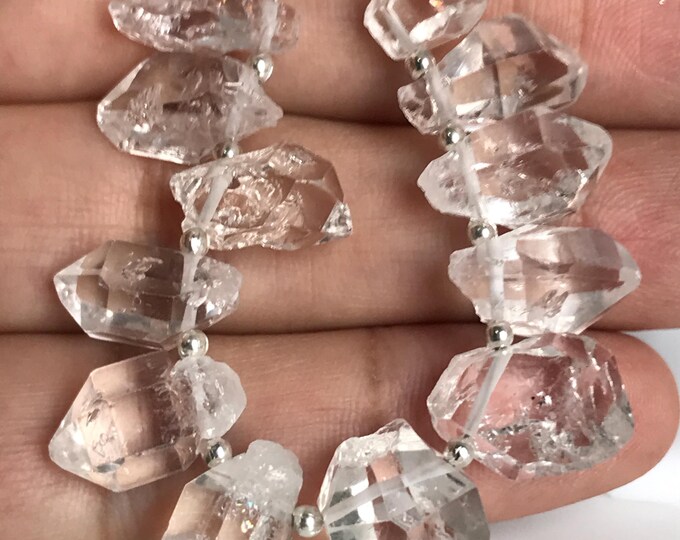 12 pcs Top Drilled 14 mm Herkimer Diamonds, Herkimer diamond gemstone crystal beads
