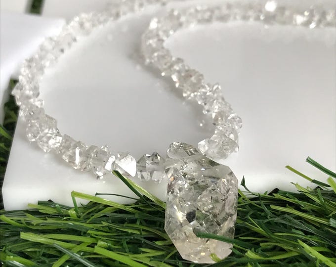 Genuine Herkimer Diamond Necklace – Raw Herkimer Diamond Quartz Crystal Gemstone Jewelry