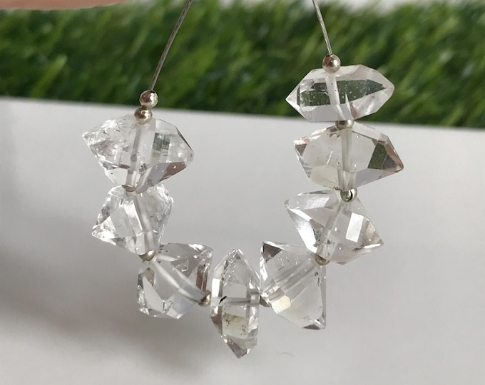 8 pcs 12mm Center Drilled Herkimer Diamond Crystals, High quality drilled gemstone beads