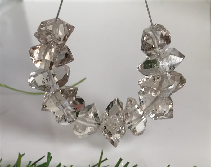 12 pcs 12mm Drilled Smokey Herkimer Diamond Crystals