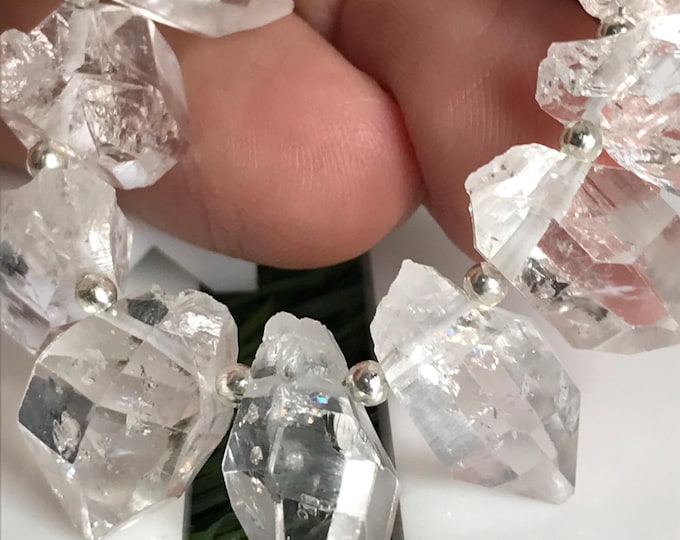 16 pcs Top Drilled 15 mm Herkimer Diamonds, Herkimer diamond gemstone crystal beads
