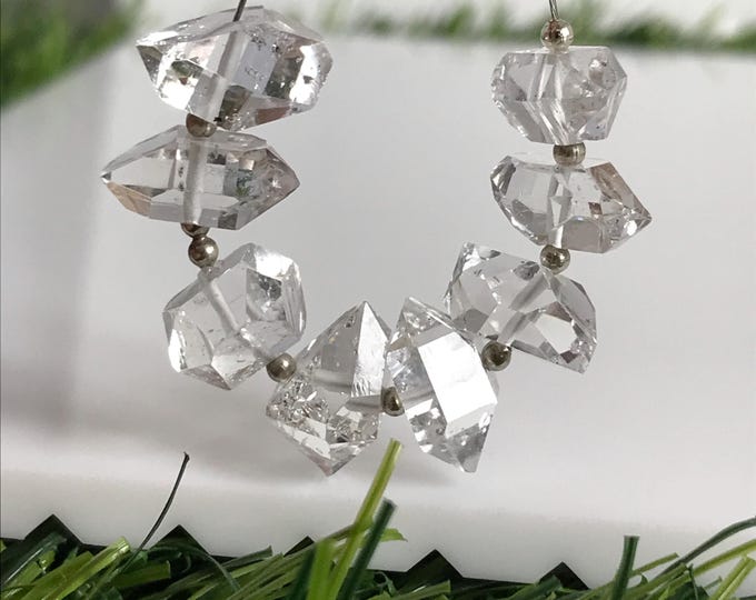8 pcs 12mm Center Drilled Herkimer Diamond Crystals, High quality drilled gemstone beads