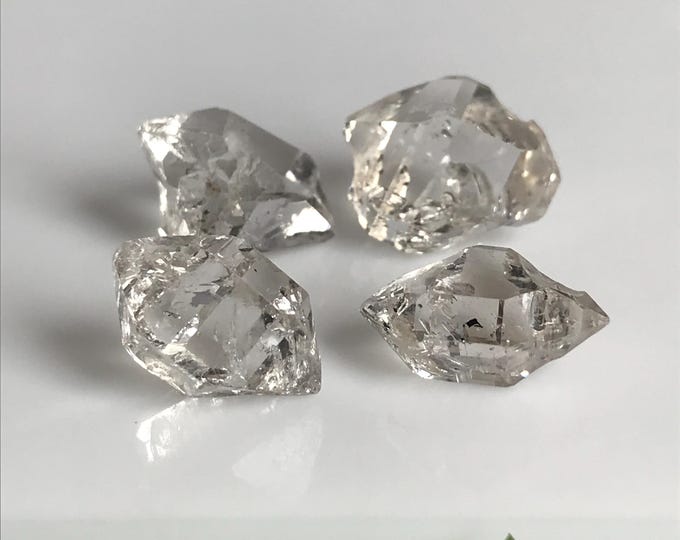 4 pcs 14mm Herkimer Diamond crystals, Natural raw gemstone crystals