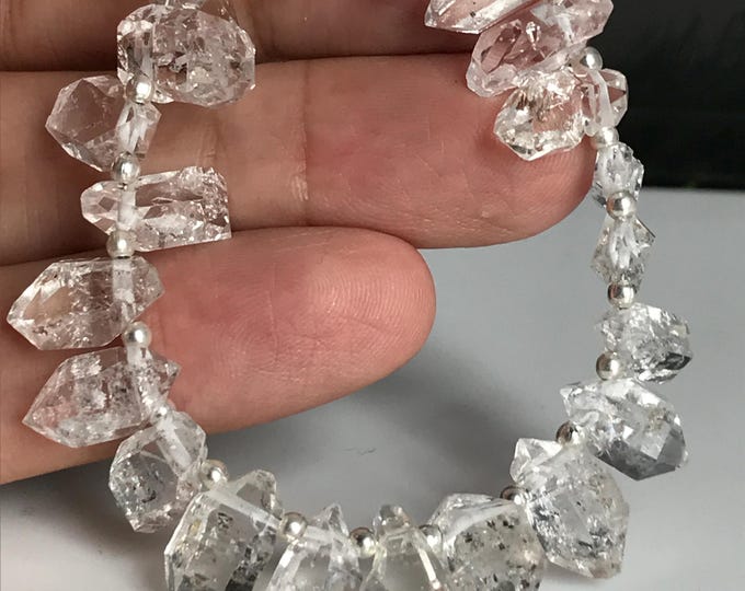 23 pcs Top Drilled 13 mm Herkimer Diamonds, Herkimer diamond gemstone crystal beads