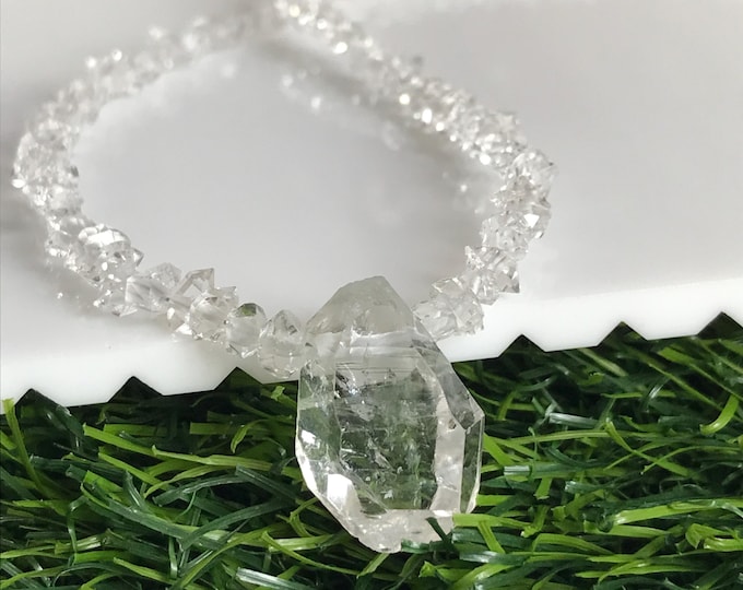 Herkimer Diamond Necklace – Raw Herkimer Diamond Quartz Crystal Gemstone Jewelry