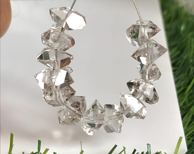 13 pcs 10mm Drilled Smokey Herkimer Diamond Crystals