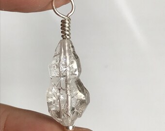 Herkimer diamond pendant, Natural herkimer diamond crystal pendant