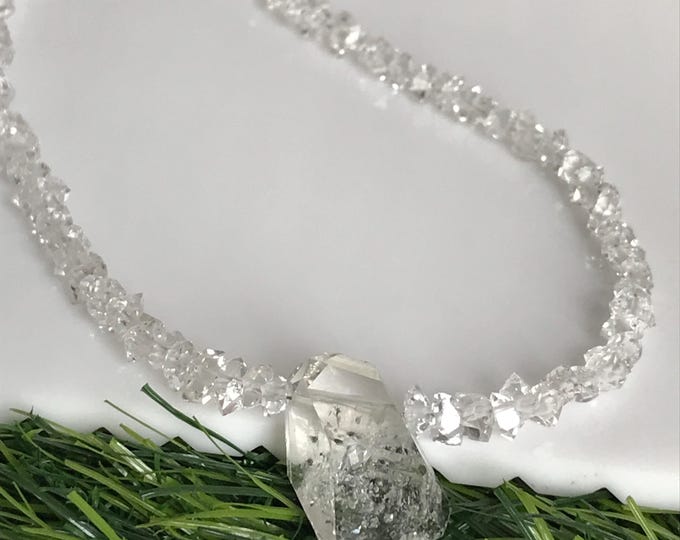Herkimer Diamond Necklace – Raw Herkimer Diamond Quartz Crystal Gemstone Jewelry