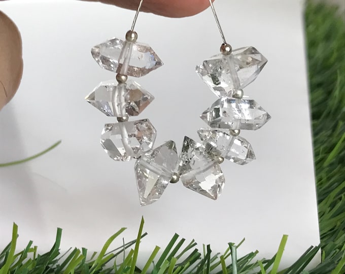 8 pcs 12mm Center Drilled Herkimer Diamond Crystals, High quality drilled gemstone beads