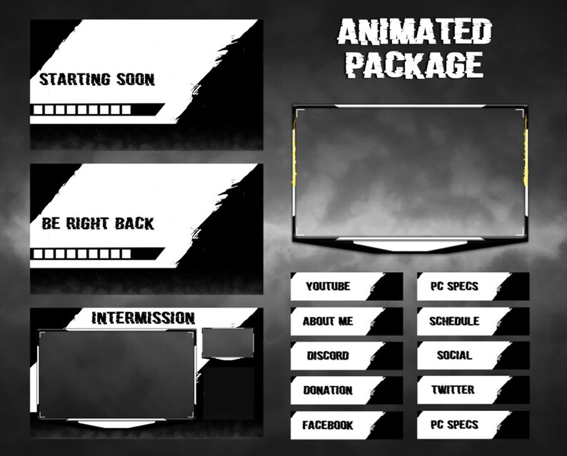 Twitch Overlays Animated Package, Ready to Use loading Overlay Modern