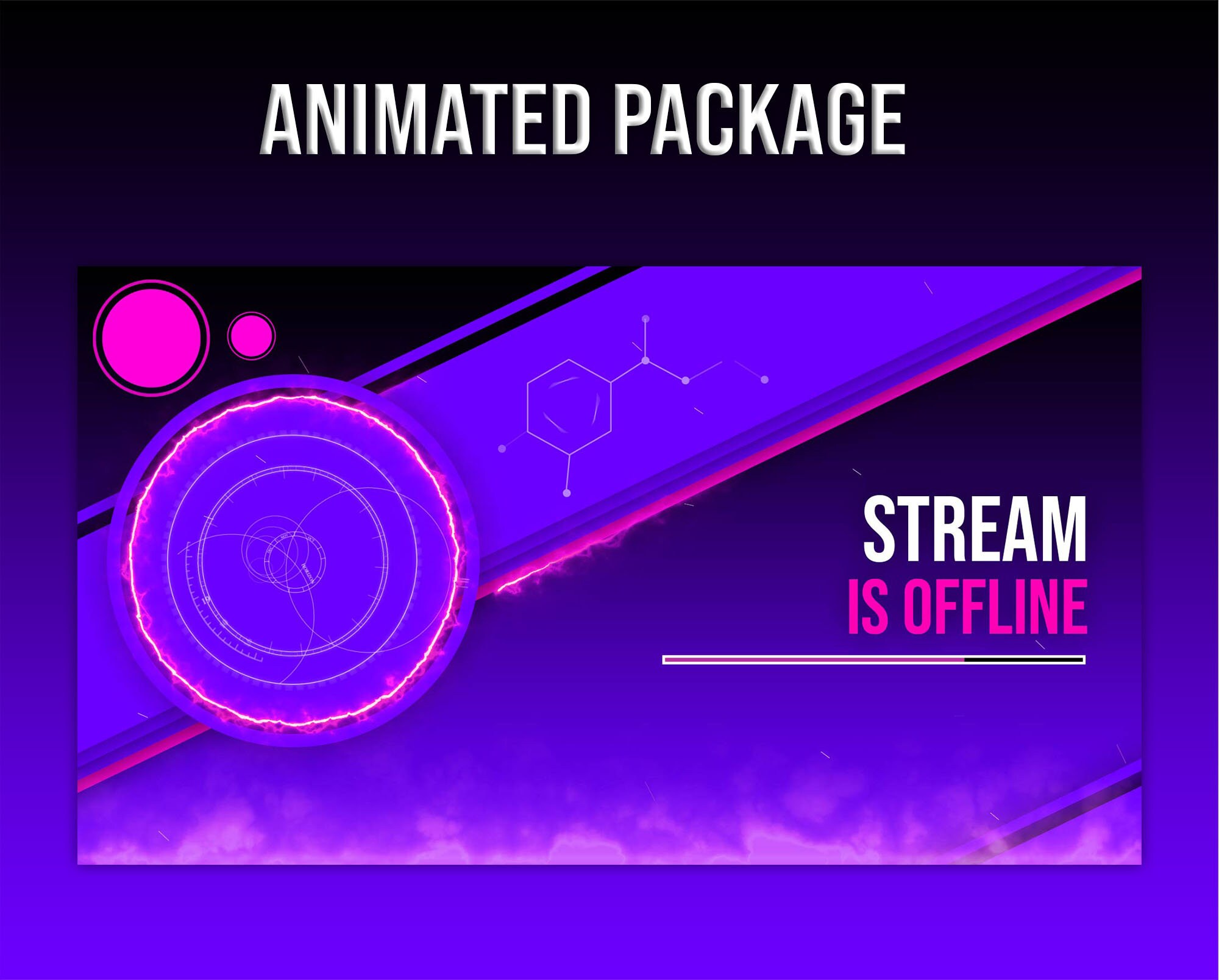 Overlay Simpe Twitch Overlays Animated Package, Ready to Use purple Smoke Simple ...