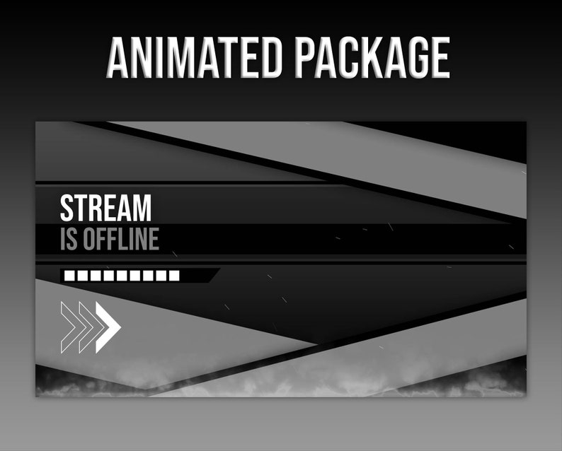 Twitch Overlays Animated Package, Ready to Use grey Night Simple