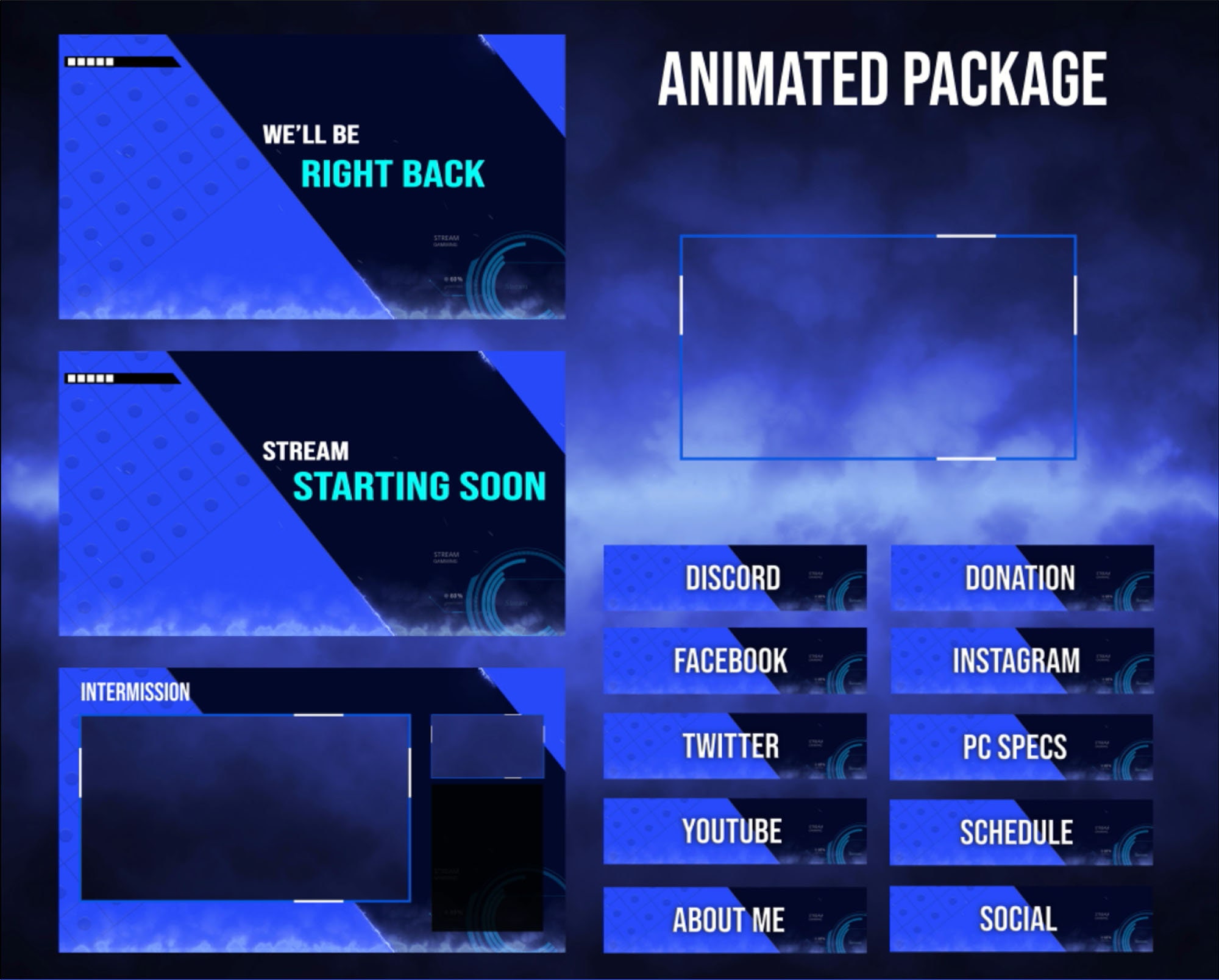 Stream Overlay Package - Arctic - Baby Blue & Pink