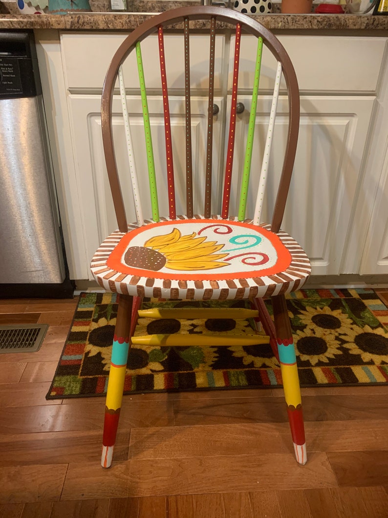 Whimsical handpainted custom chairs image 4