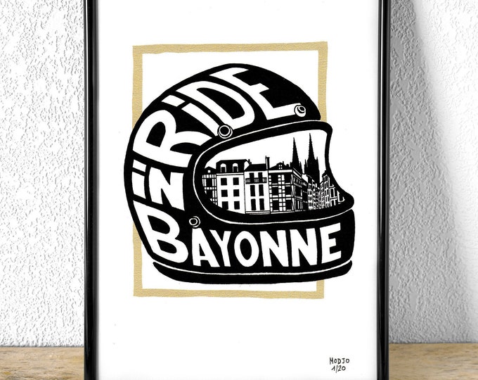 Sérigraphie édition limitée RIDE IN BAYONNE (21x29,7cm)