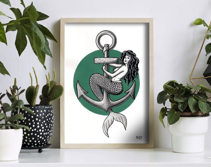 Dessin original "Sea reine ancre" (21x29,7cm)
