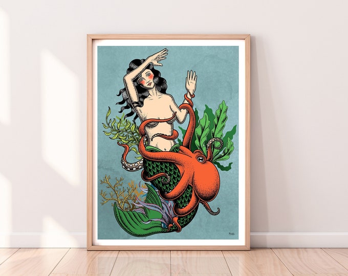 Affiche "Sea reine octopus" (30x40cm)