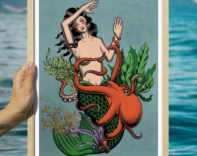 Affiche "Sea reine octopus" (30x40cm)