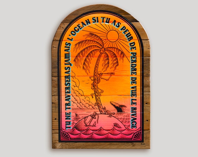 Peinture sur bois "Lever l'ancre" (65x44cm)