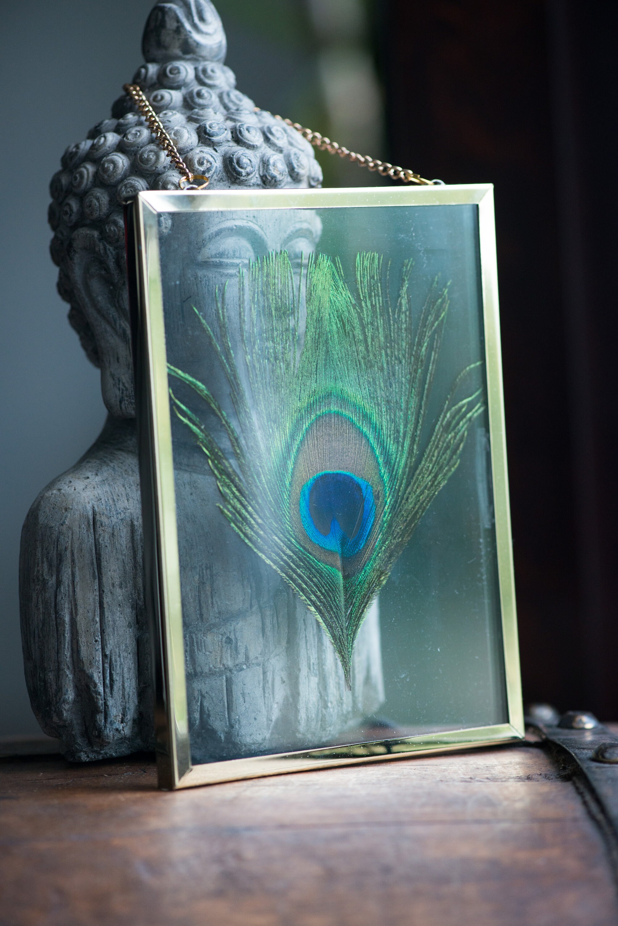 Cadre Décoratif-Déco Plume-Déco Plume de Paon-Décoration d'intérieur