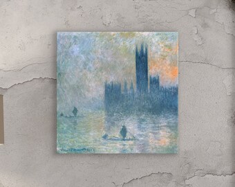 Häuser des Parlamentes (Effekt des Nebels) Gallery Wall Art Set | Claude Monet Canvas Print Set | Poster, Fotopapier und 1 oder 4 Stück Canvas Set