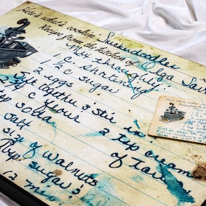 Receta manuscrita en lienzo o papel, arte mural con recetas de recuerdo familiar, un gran regalo gastronómico personalizado, decoración de cocina