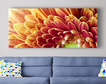 Orange Wildflower Gallery Wall Art Set | Floral Canvas Print Set | Panoramic Decor | Poster, Photo Paper, and 1 or 3 Piece Canvas Set
