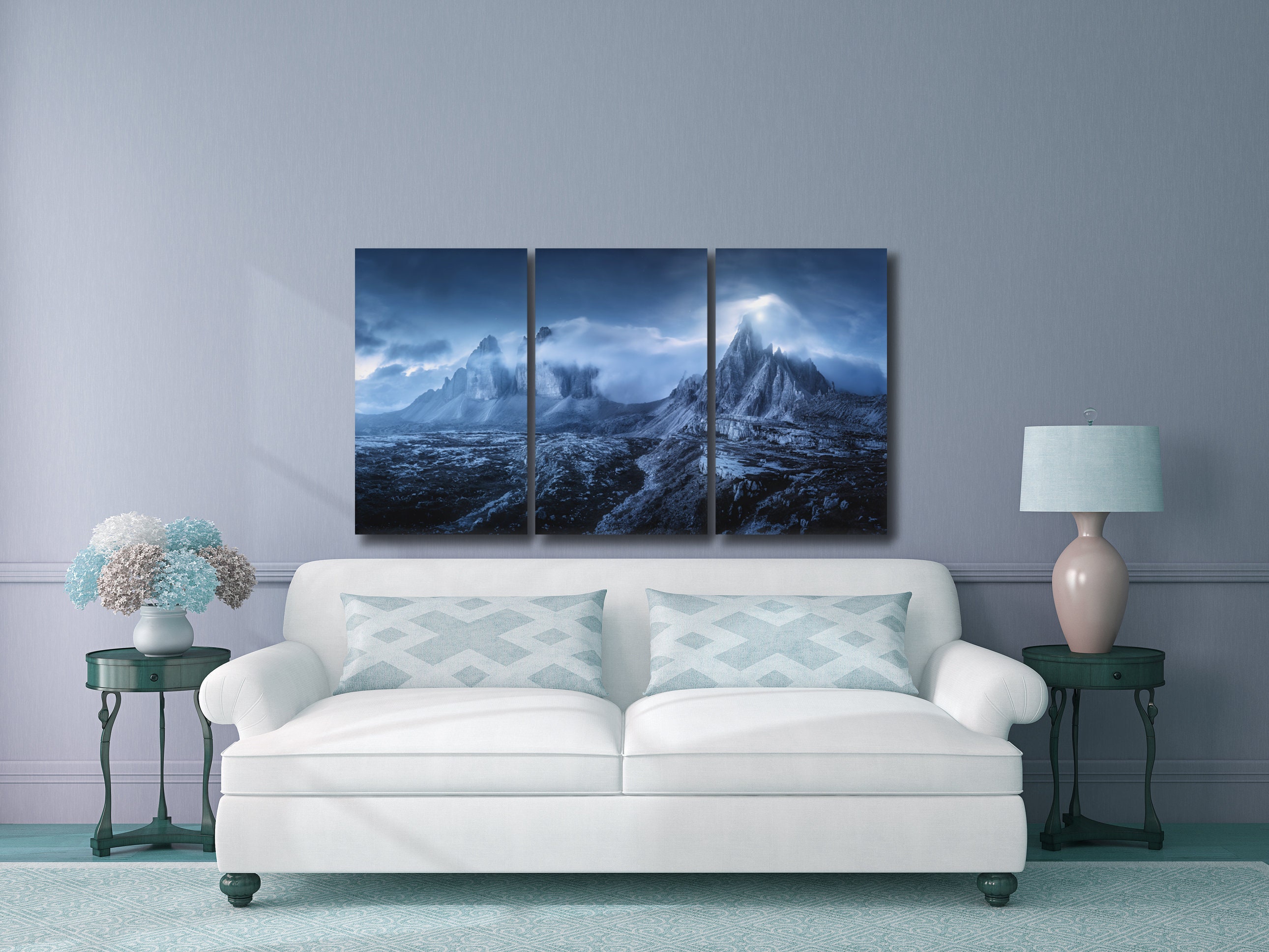 3 Stück Wandkunst Nacht Berge Leinwand Wandkunst | Etsy