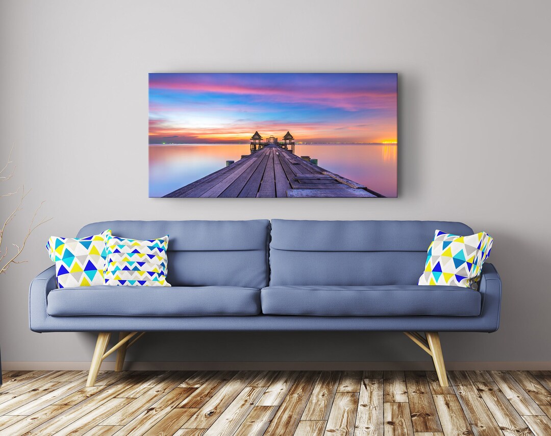 Ocean Sunset Gallery Wall Art Set | Panoramic Beach Decor Canvas Print ...