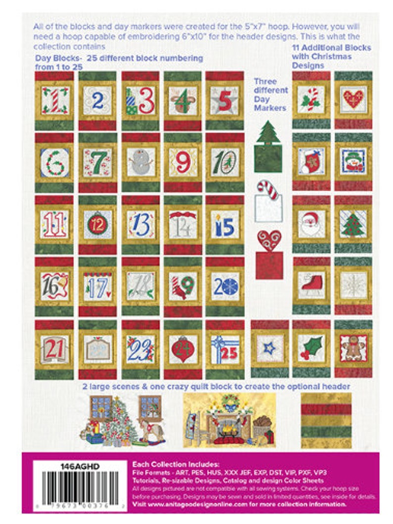 Anita Goodesign ADVENT CALENDAR Machine Embroidery Designs Etsy