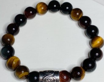 Red Tiger Eye, Yellow Tiger Eye & Hawk Eye Stress Bracelets