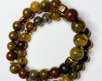 Olivine Fire Agate Gemstone Bracelets