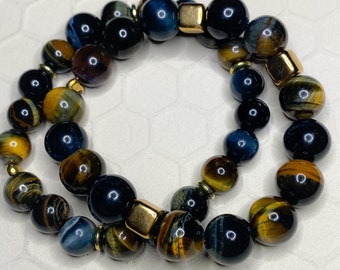 Chocolate Blue Tiger Eye Gem Stone Bracelets