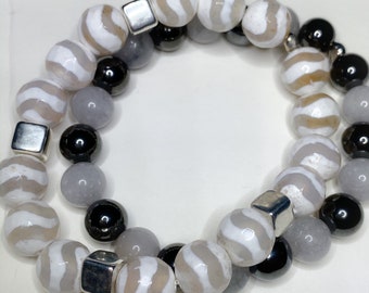 White Tibetan Agate, Gray Jade, Hemalite